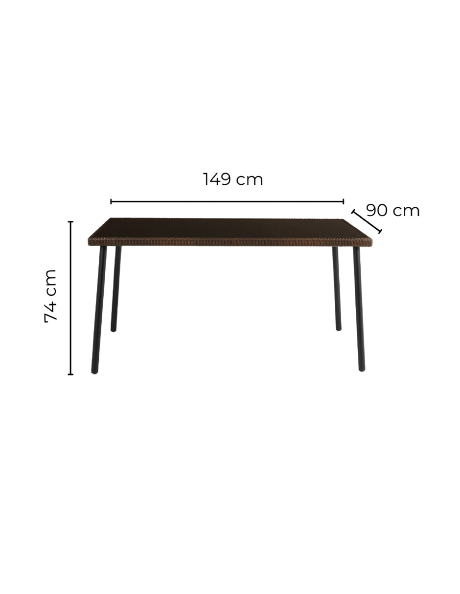 Foto 8 | Naterial Mesa Tipo Ratán Para Jardín De Acero Con Cristal Apto Para Exterior, Modelo Zena