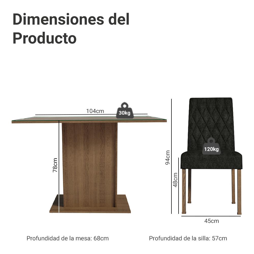 Foto 4 pulgar | Juego De Comedor Con Mesa Y 4 Sillas Madesa Oxford Zion Mn