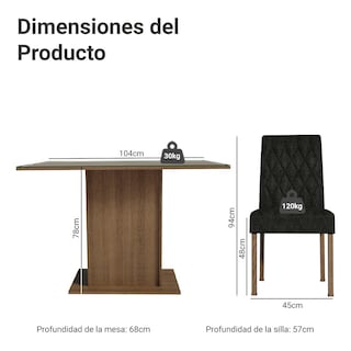 Foto 3 | Juego De Comedor Con Mesa Y 4 Sillas Madesa Oxford Zion Mn