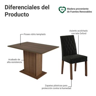 Foto 4 | Juego De Comedor Con Mesa Y 4 Sillas Madesa Oxford Zion Mn
