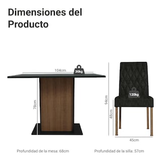 Foto 3 | Juego De Comedor Con Mesa Y 4 Sillas Madesa Oxford Reale Mn