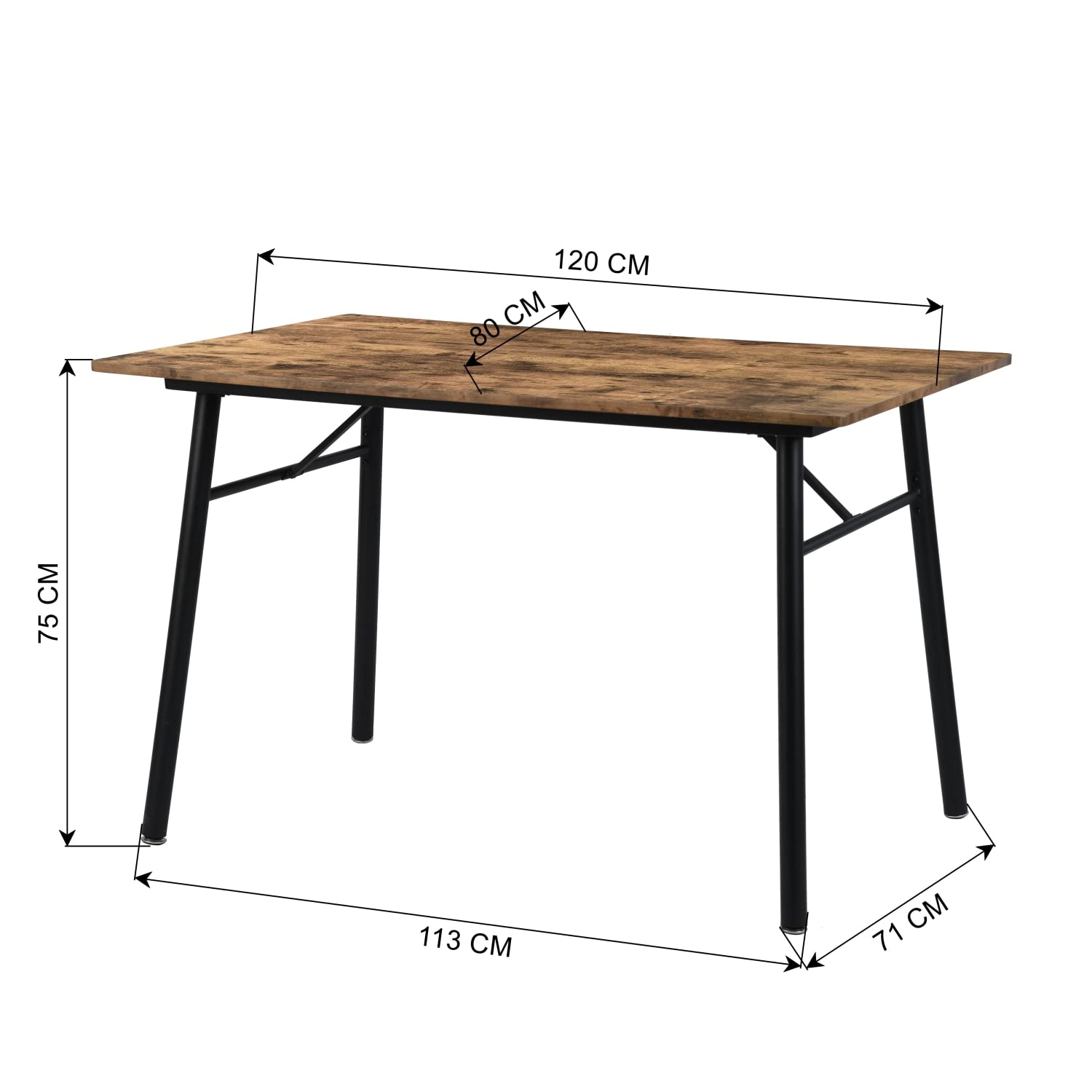 Foto 4 pulgar | Mesa De Comedor Furniturer Wustia Marrón 120 X 80 X 75 Cm