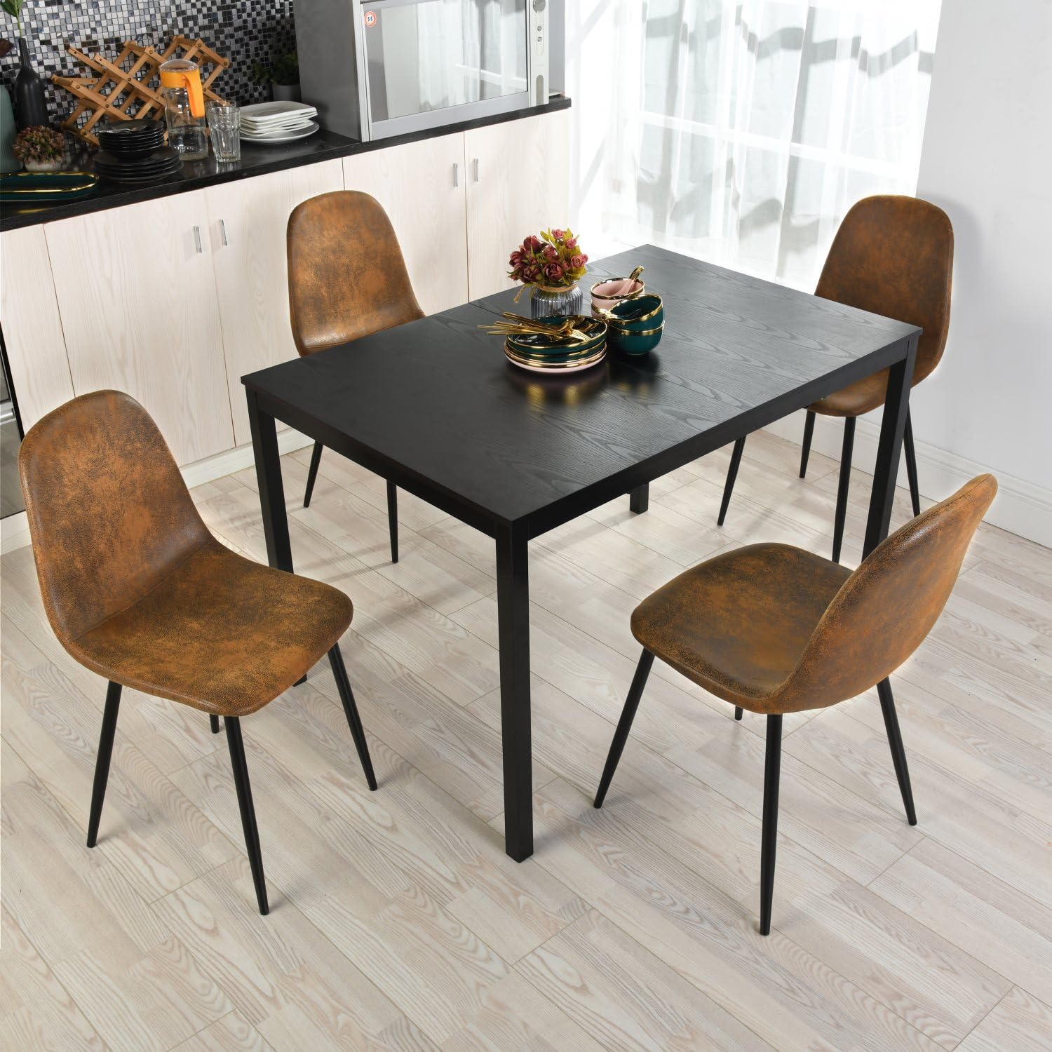 Foto 3 pulgar | Mesa De Comedor Furniturer Bari Negro 120-160 X 80 X 75 Cm