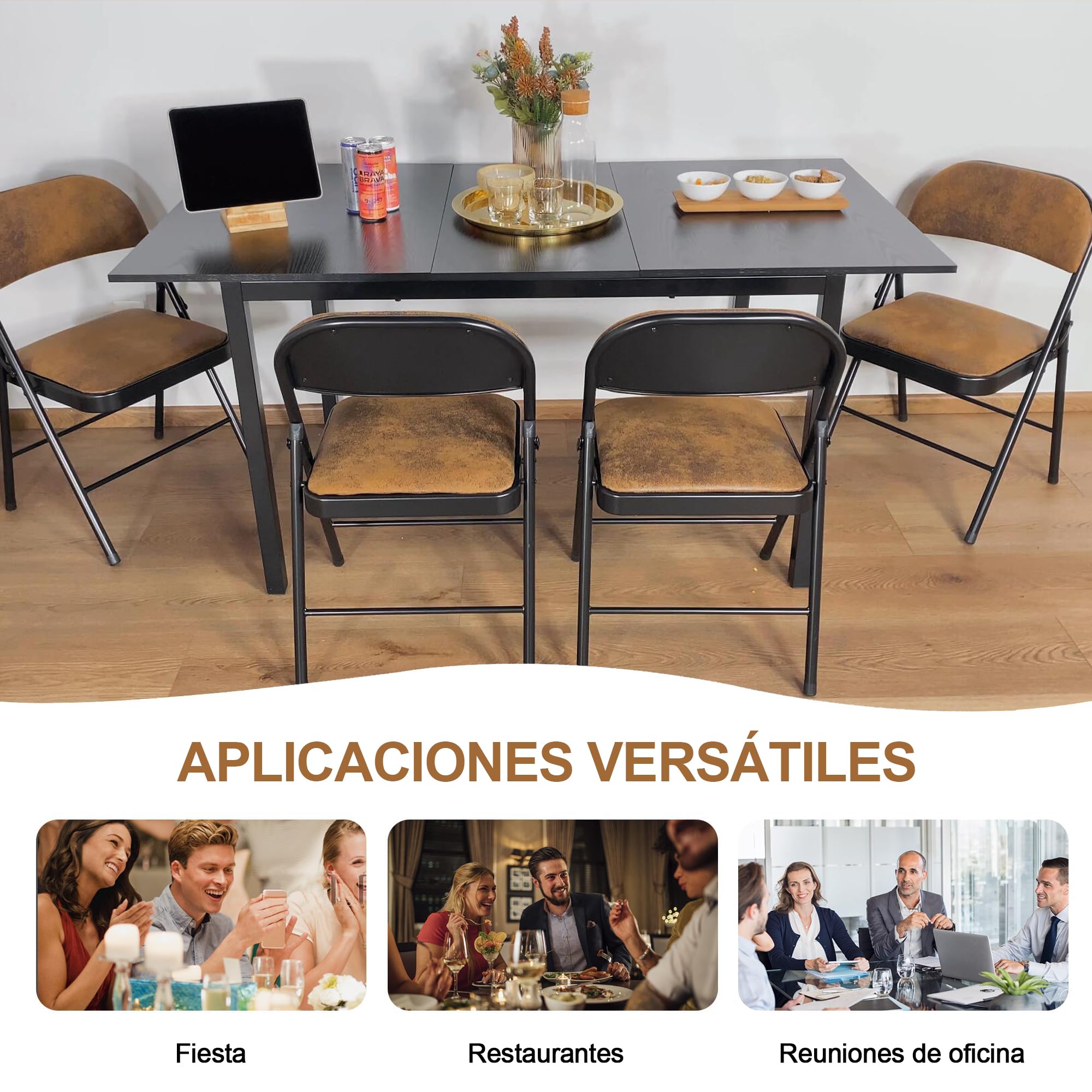Foto 8 pulgar | Mesa De Comedor Furniturer Bari Negro 120-160 X 80 X 75 Cm