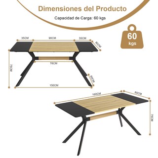 Foto 3 | Mesa de Comedor Furniturer Negro