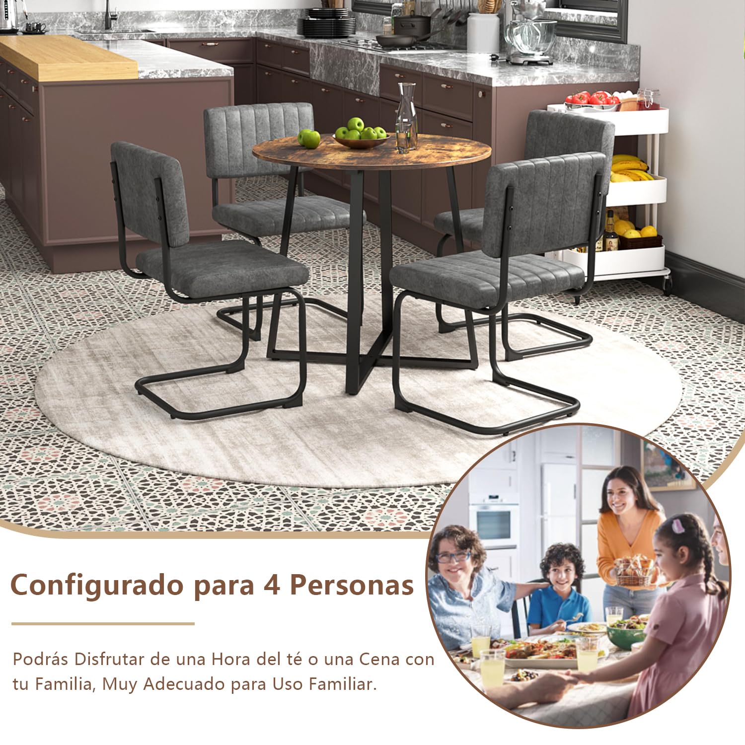 Foto 6 pulgar | Mesa De Comedor Furniturer Naomi Marrón 80 X 80 X 75 Cm