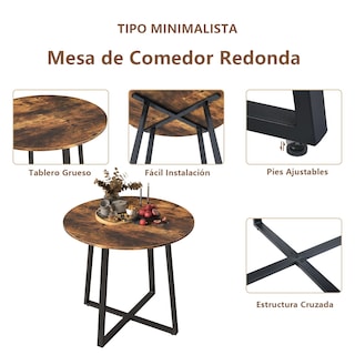 Foto 6 | Mesa De Comedor Furniturer Naomi Marrón 80 X 80 X 75 Cm