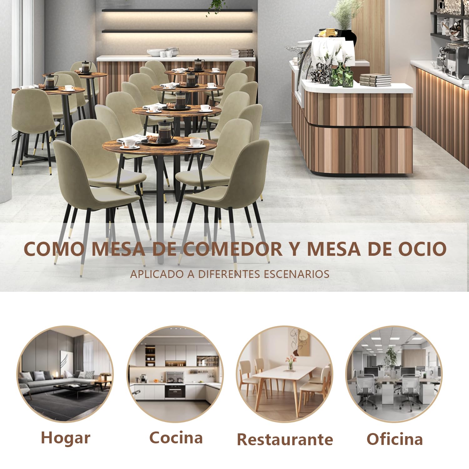 Foto 8 pulgar | Mesa De Comedor Furniturer Naomi Marrón 80 X 80 X 75 Cm