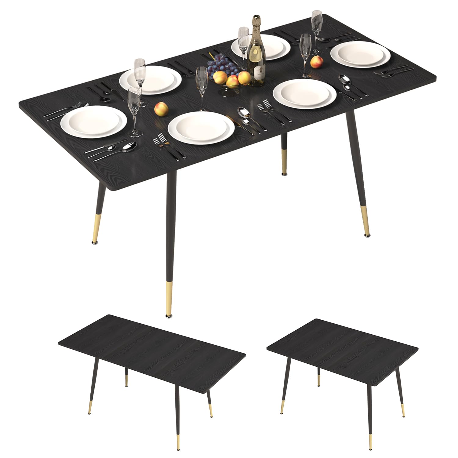 Foto 2 pulgar | Mesa De Comedor Furniturer Whalen Negro Ampliar：160 X 80 X 75 Cm，plegable：120 X 80 X 75 Cm