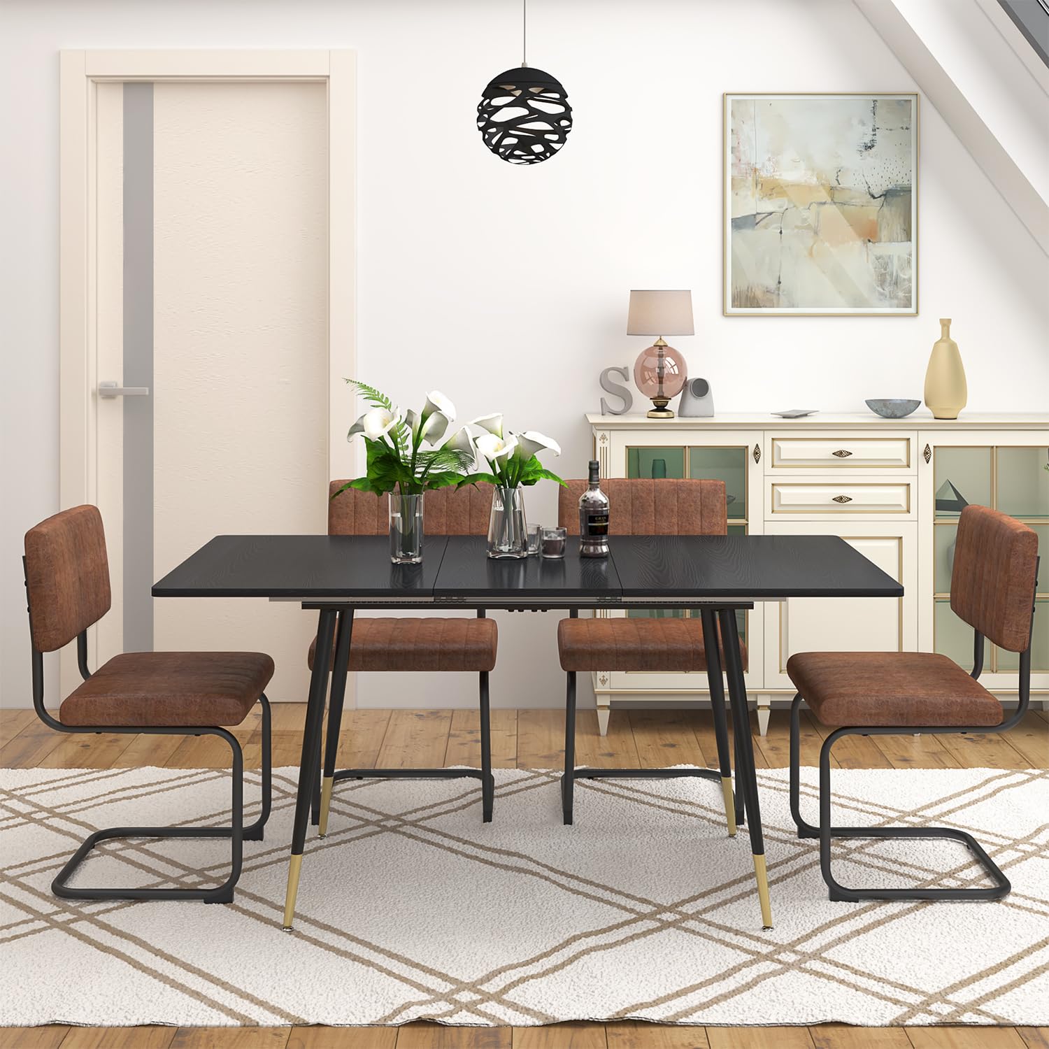 Foto 3 pulgar | Mesa De Comedor Furniturer Whalen Negro Ampliar：160 X 80 X 75 Cm，plegable：120 X 80 X 75 Cm