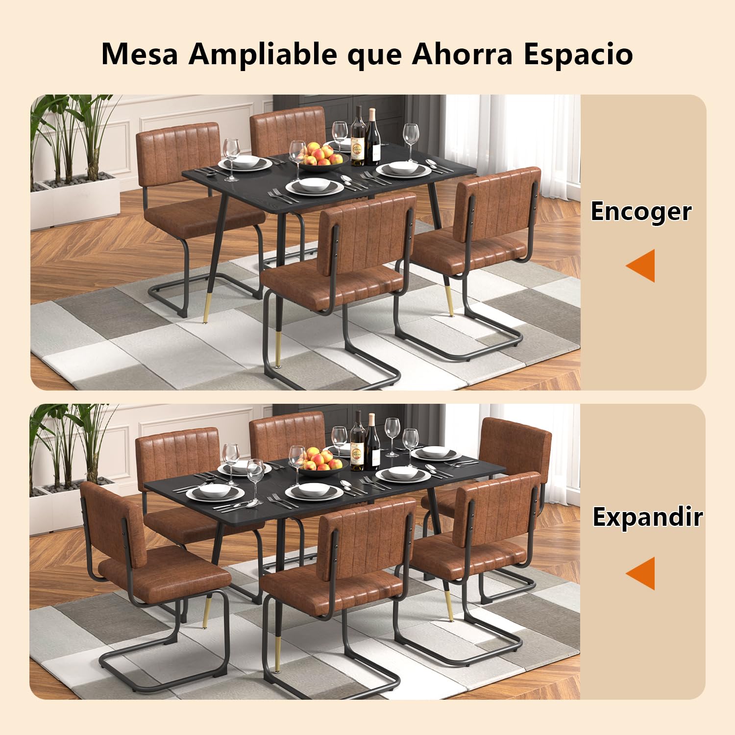 Foto 6 pulgar | Mesa De Comedor Furniturer Whalen Negro Ampliar：160 X 80 X 75 Cm，plegable：120 X 80 X 75 Cm