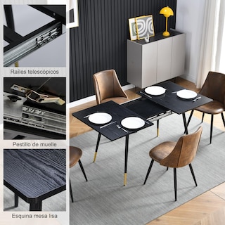 Foto 6 | Mesa De Comedor Furniturer Whalen Negro Ampliar:160 X 80 X 75 Cm,plegable:120 X 80 X 75 Cm