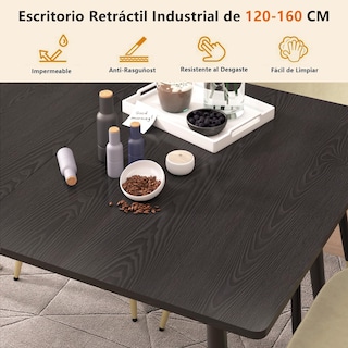 Foto 8 | Mesa De Comedor Furniturer Whalen Negro Ampliar:160 X 80 X 75 Cm,plegable:120 X 80 X 75 Cm