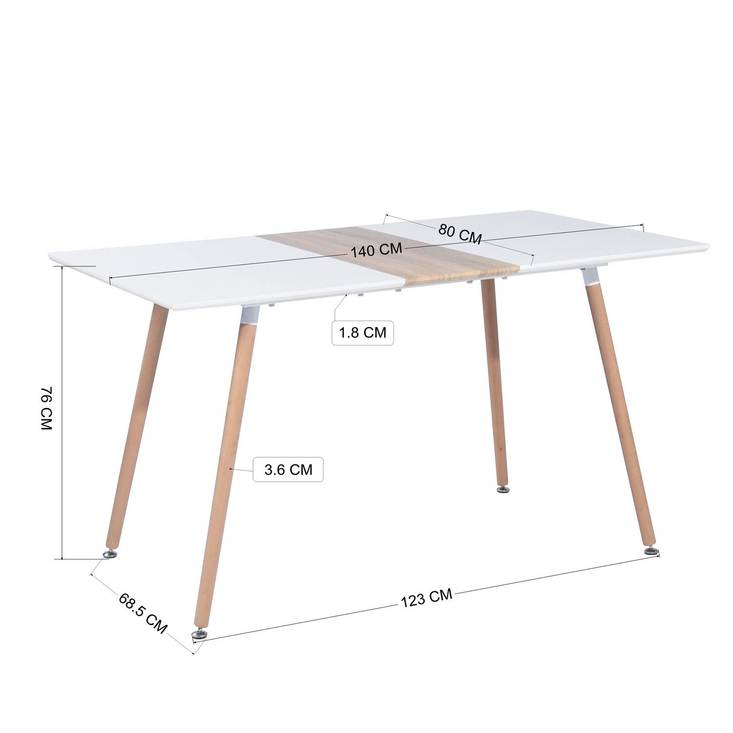 Foto 4 pulgar | Mesa De Comedor Furniturer Trumpet Blanco 140 X 80 X 76 Cm