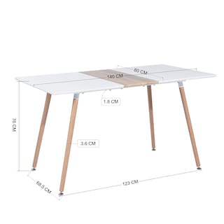 Foto 3 | Mesa De Comedor Furniturer Trumpet Blanco 140 X 80 X 76 Cm