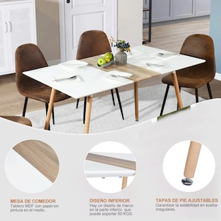 Foto 5 | Mesa De Comedor Furniturer Trumpet Blanco 140 X 80 X 76 Cm