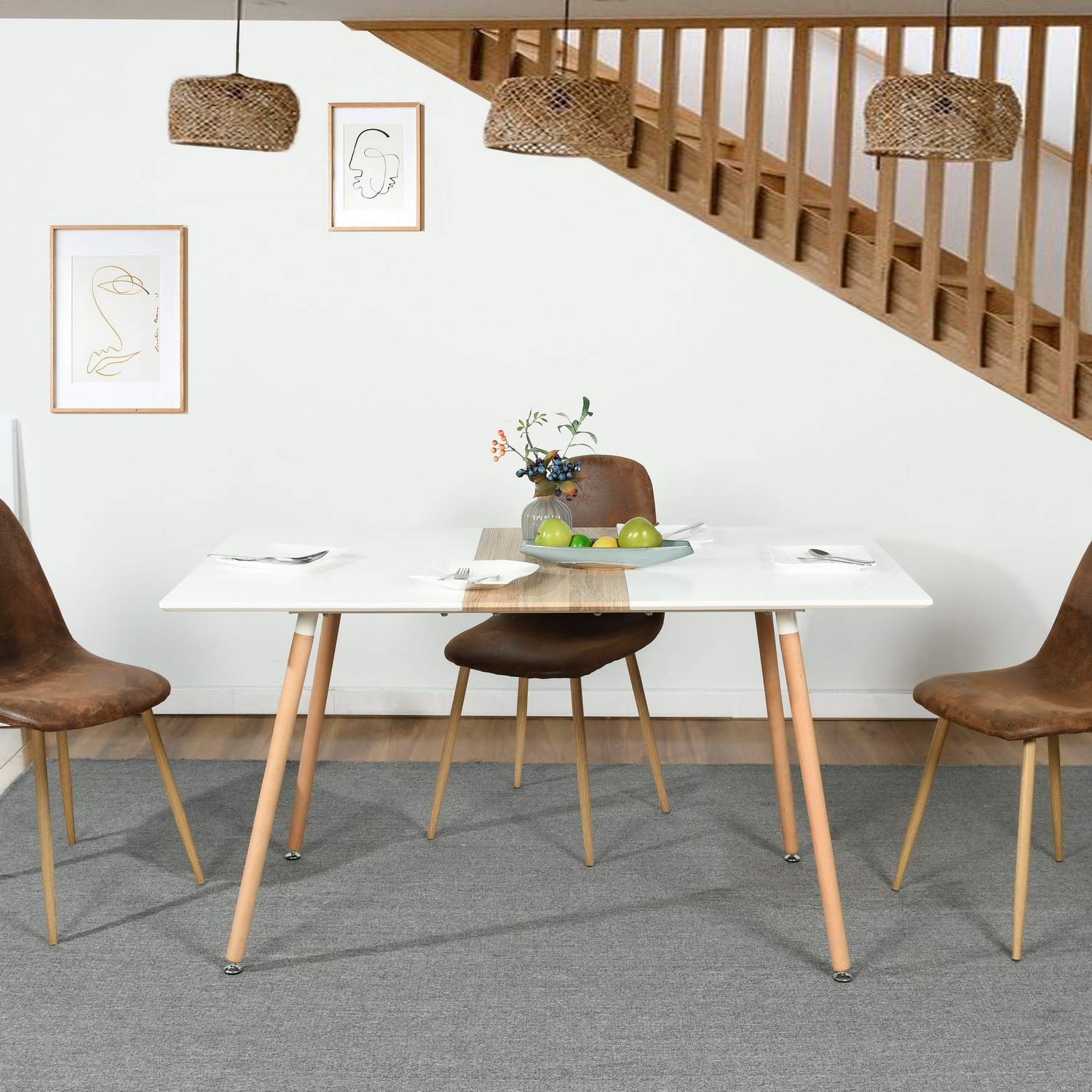 Foto 9 pulgar | Mesa De Comedor Furniturer Trumpet Blanco 140 X 80 X 76 Cm