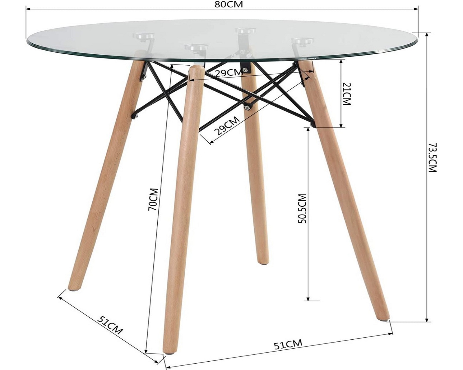 Foto 4 pulgar | Mesa Oslo Eames de Cristal Redonda 80 cm
