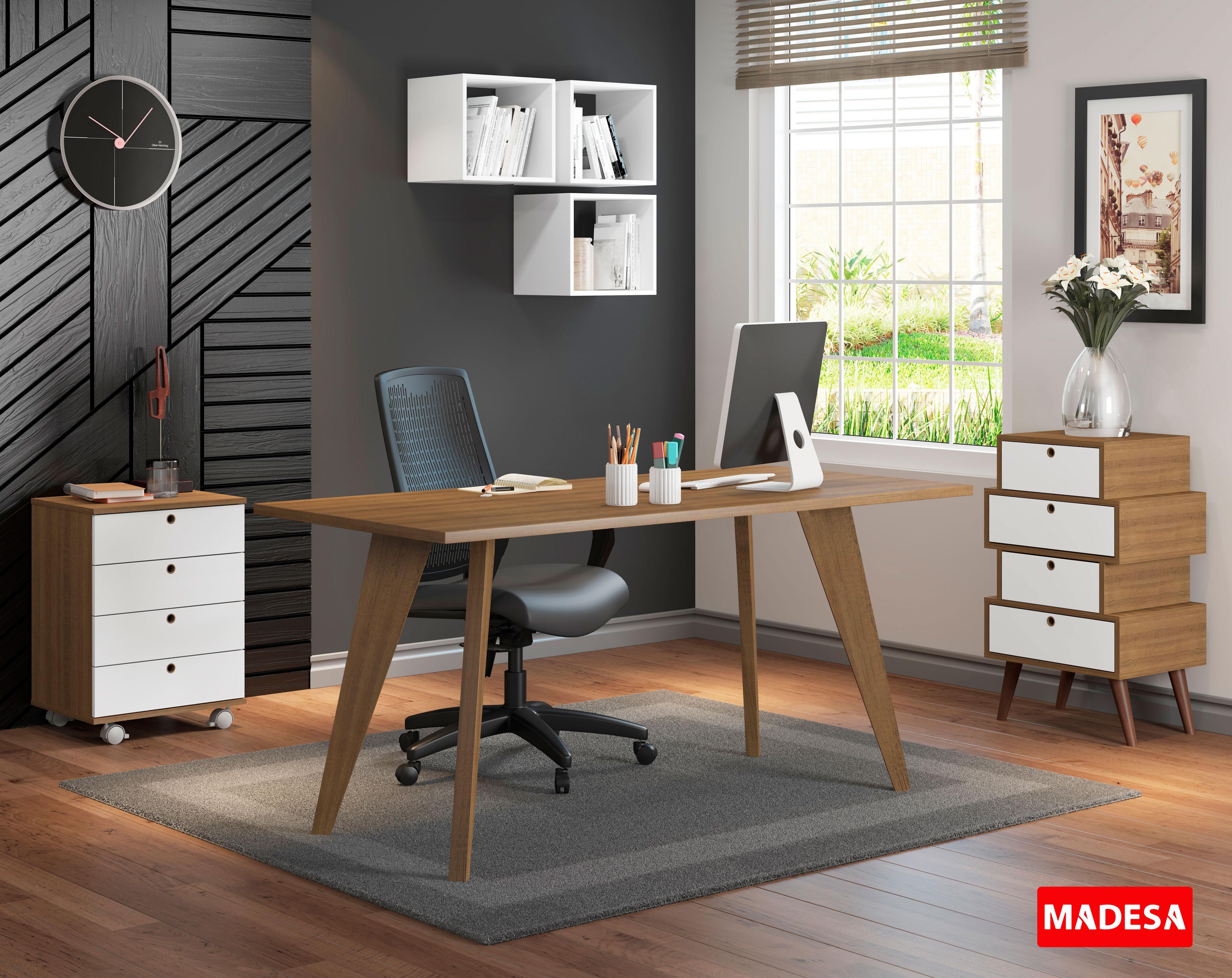 Foto 8 pulgar | Mesa Madesa Retangular Para Escritório Com Tampo De Madeira 5319 Rustic