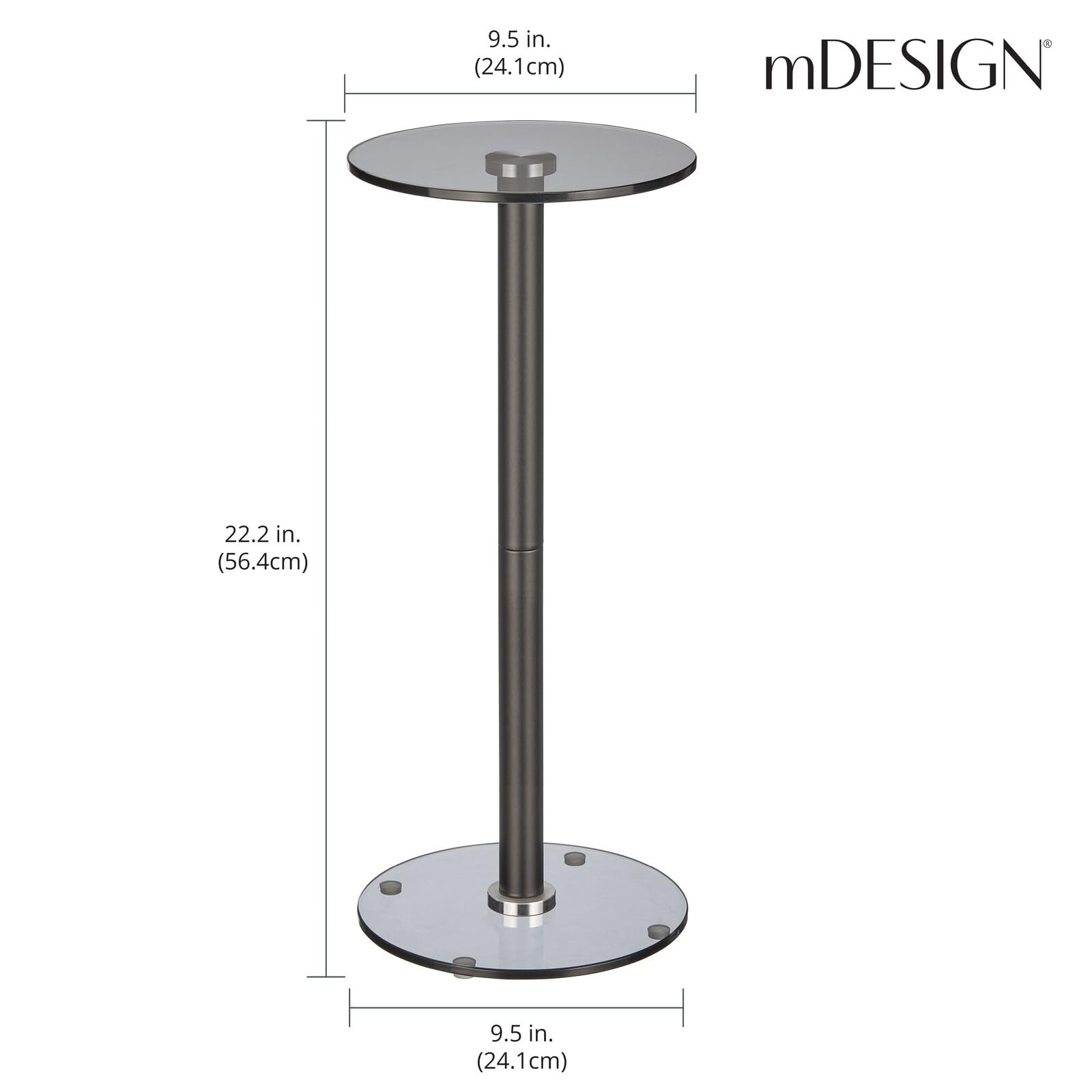 Foto 3 | Mesa Para Bebidas Con Diseño De Cristal Con La Parte Superior Y El Extremo  Redonda  22 Cm - Venta Internacional.