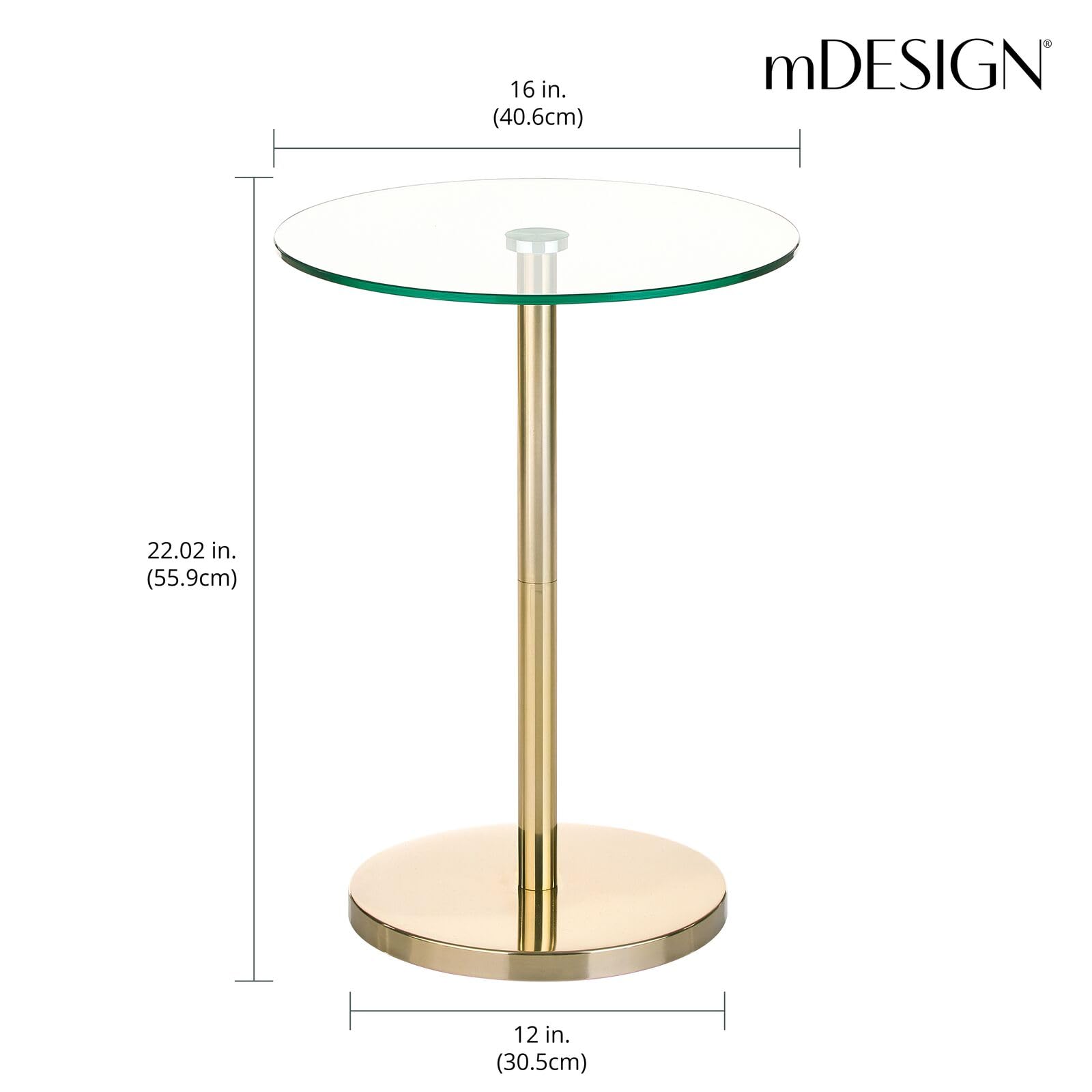 Foto 4 pulgar | Mesa De Bebidas Mdesign Con Parte Superior Y Extremo De Cristal  40 Cm  Redonda  Transparente Y Latón - Venta Inter