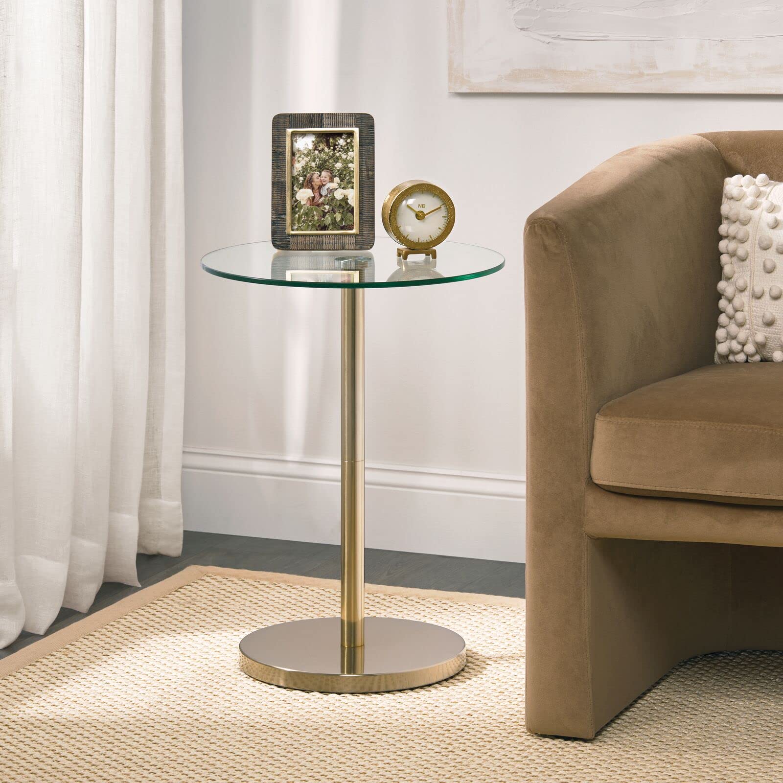 Foto 5 | Mesa De Bebidas Mdesign Con Parte Superior Y Extremo De Cristal  40 Cm  Redonda  Transparente Y Latón - Venta Inter