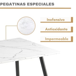 Foto 3 | Mesa De Comedor Marble Para 4 A 6 Personas 110cm Marble Blanco Gomyhome