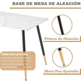 Foto 4 | Mesa De Comedor Marble Para 4 A 6 Personas 110cm Marble Blanco Gomyhome