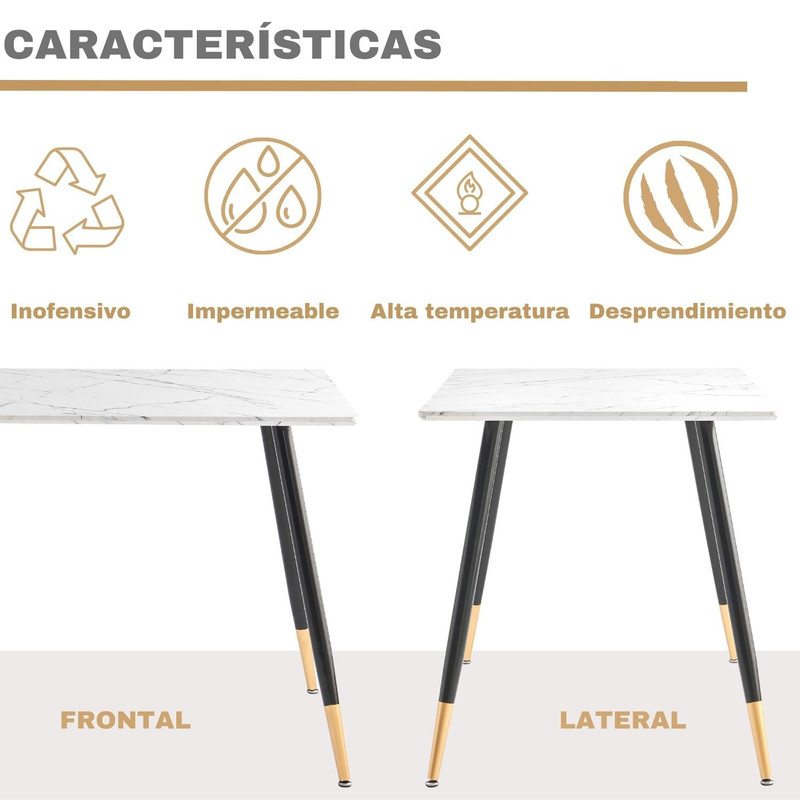 Foto 7 pulgar | Mesa De Comedor Marble Para 4 A 6 Personas 110cm Marble Blanco Gomyhome