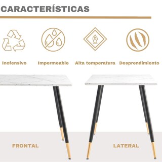 Foto 6 | Mesa De Comedor Marble Para 4 A 6 Personas 110cm Marble Blanco Gomyhome