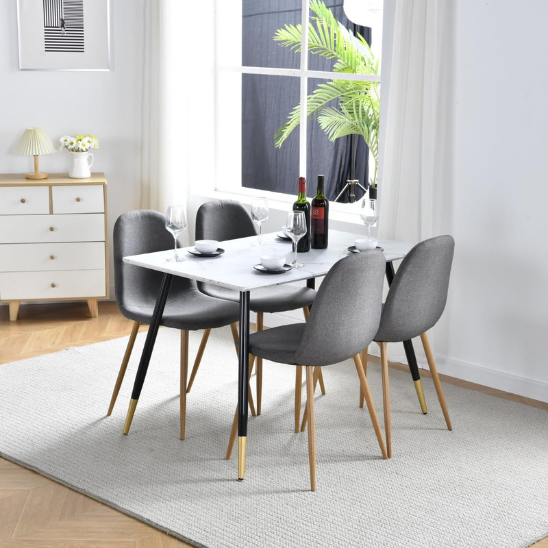 Foto 9 pulgar | Mesa De Comedor Marble Para 4 A 6 Personas 110cm Marble Blanco Gomyhome