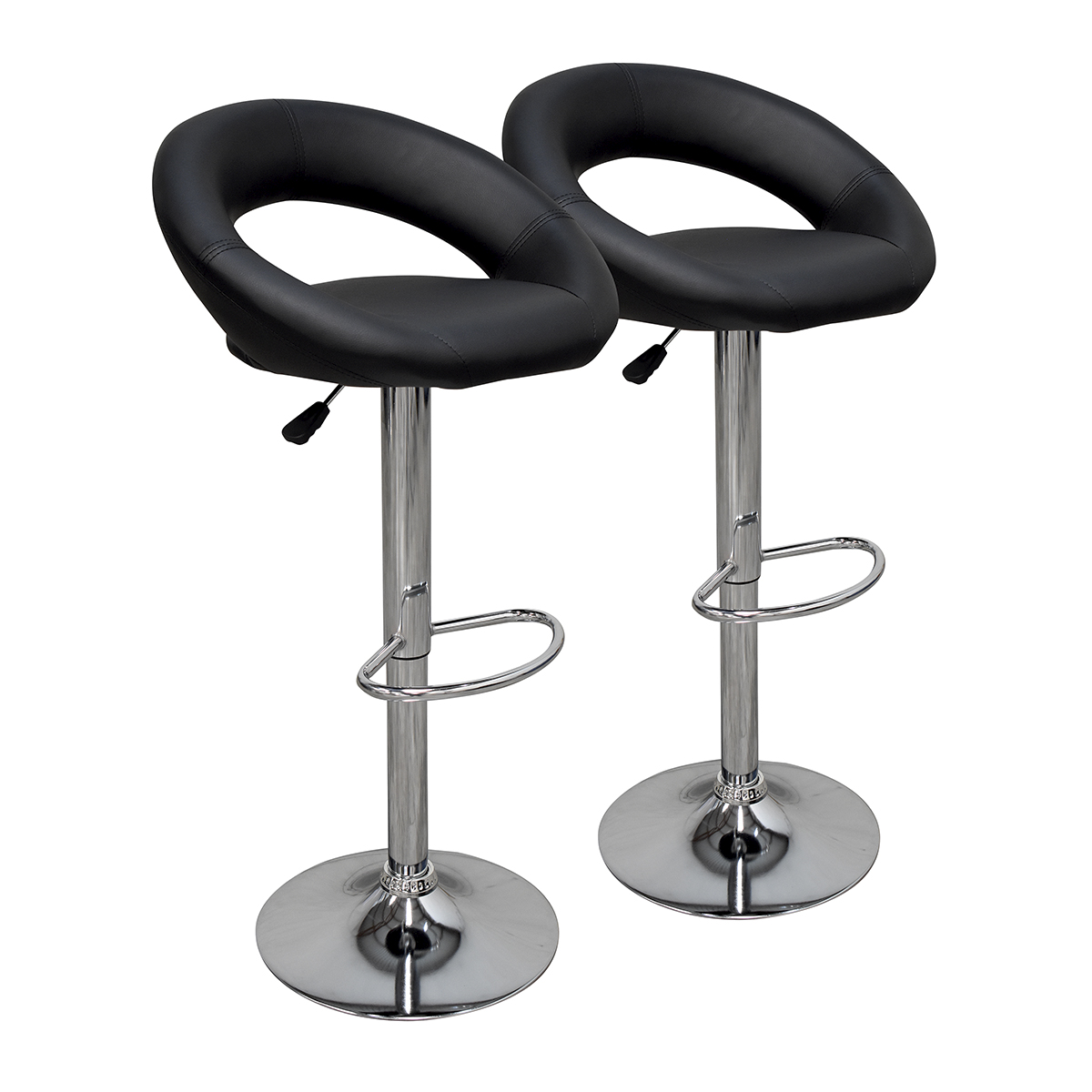 Set De 2 Bancos Altos Oval Para Barra -blue Room Vinipiel Negro