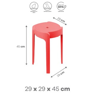 Foto 2 | Banco De Plástico Resistente – Color Rojo, 45x29x29 Cm, Modelo St007