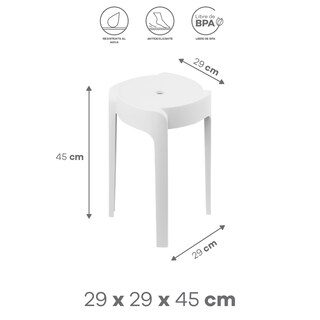 Foto 2 | Banco De Polipropileno Resistente – Color Blanco, 45x29x29 Cm, Modelo St007