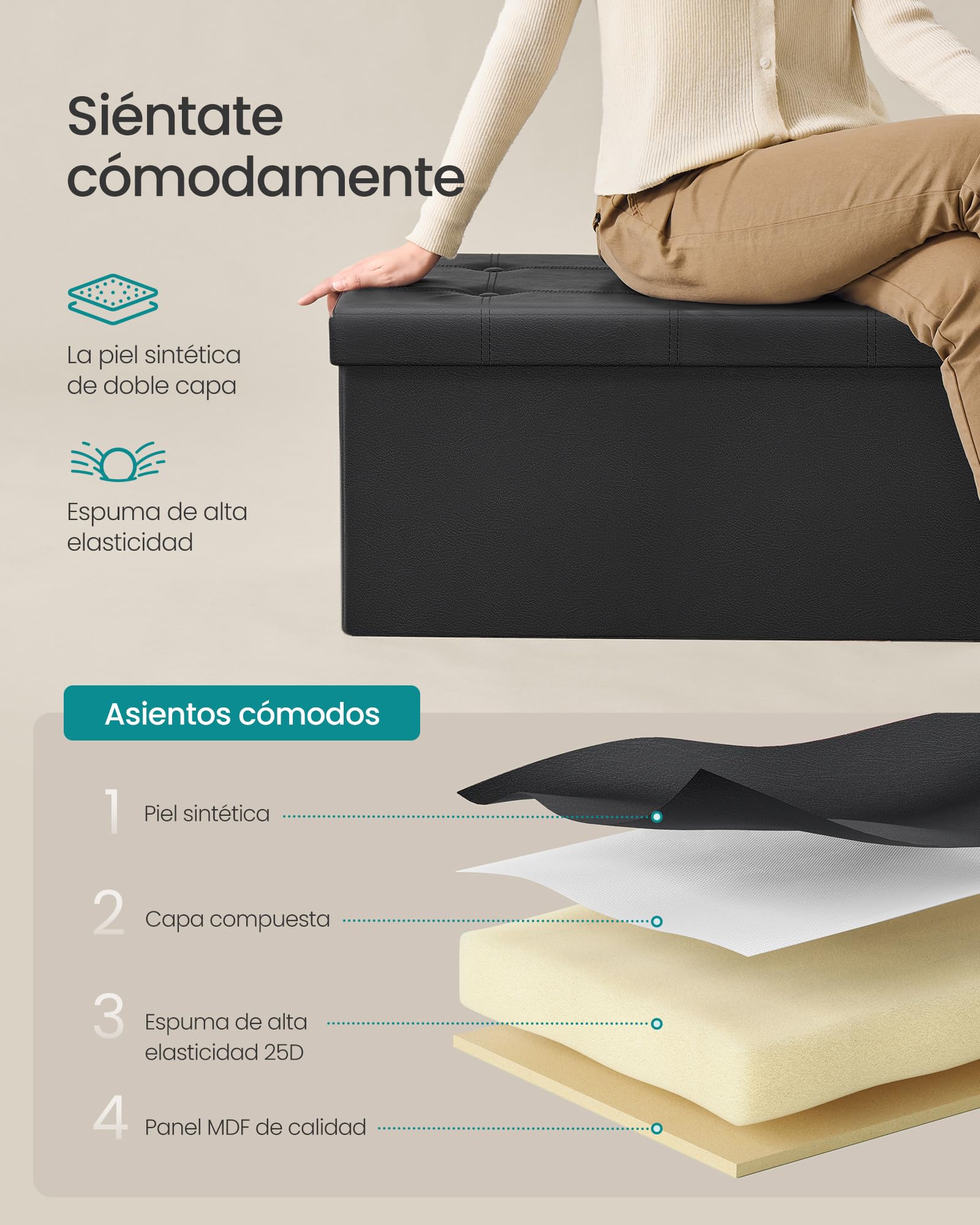Foto 5 pulgar | Banco de Almacenamiento Songmics Mlsf105 38x76x38 Cm
