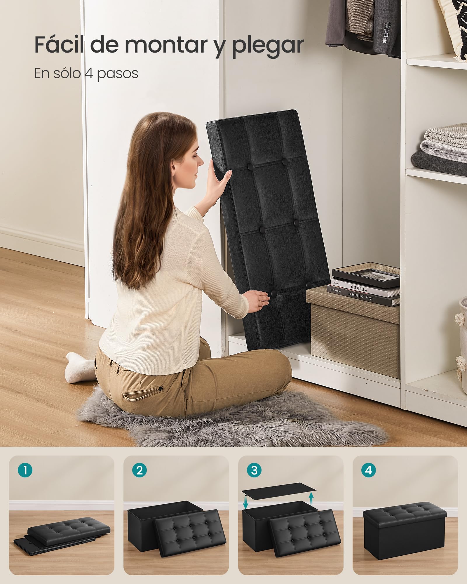 Foto 7 pulgar | Banco de Almacenamiento Songmics Mlsf105 38x76x38 Cm