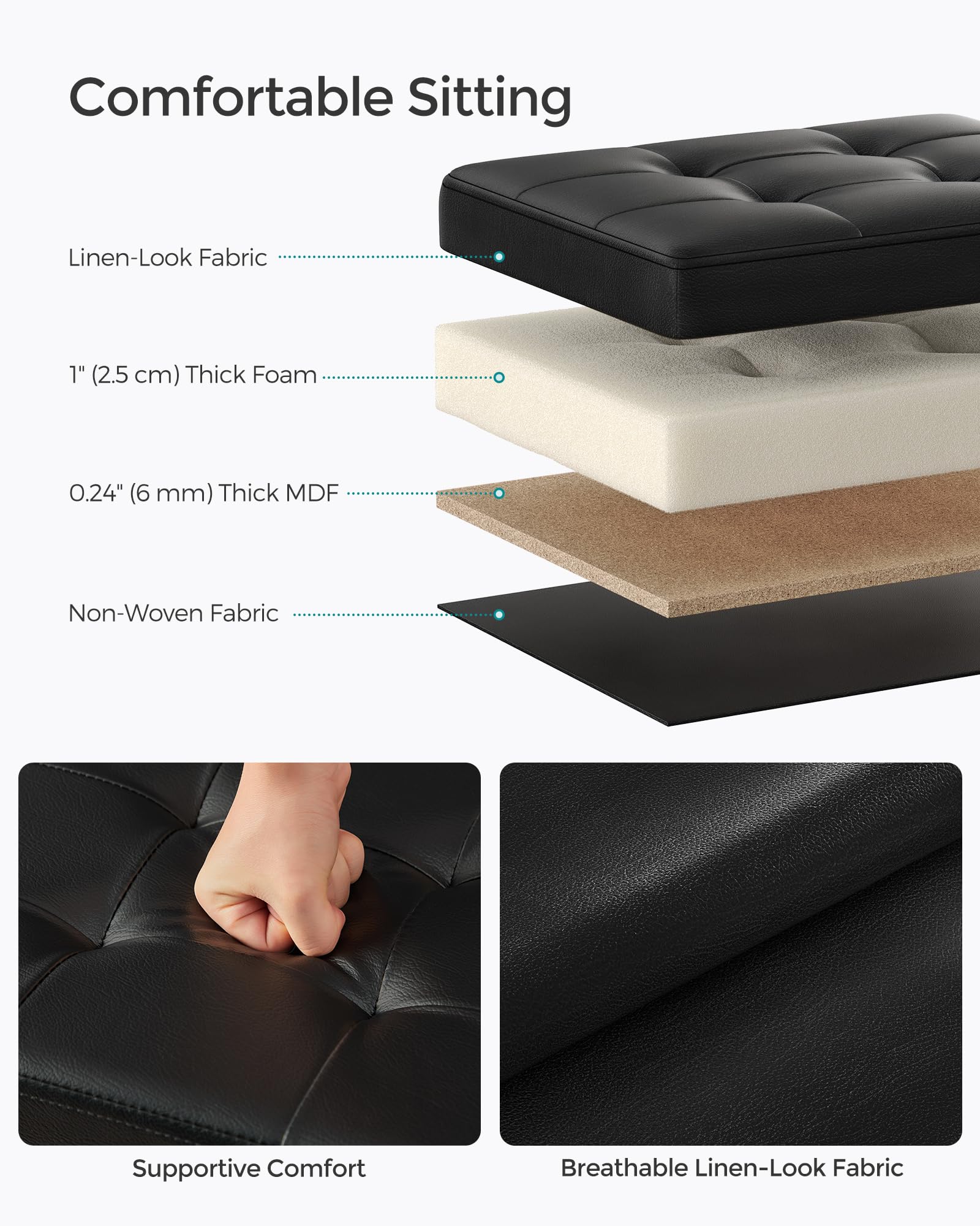 Foto 4 pulgar | Banco Songmics Negro - Venta Internacional