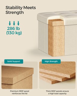 Foto 4 | Banco de Almacenamiento Songmics Crema 32 Litros- Venta Internacional