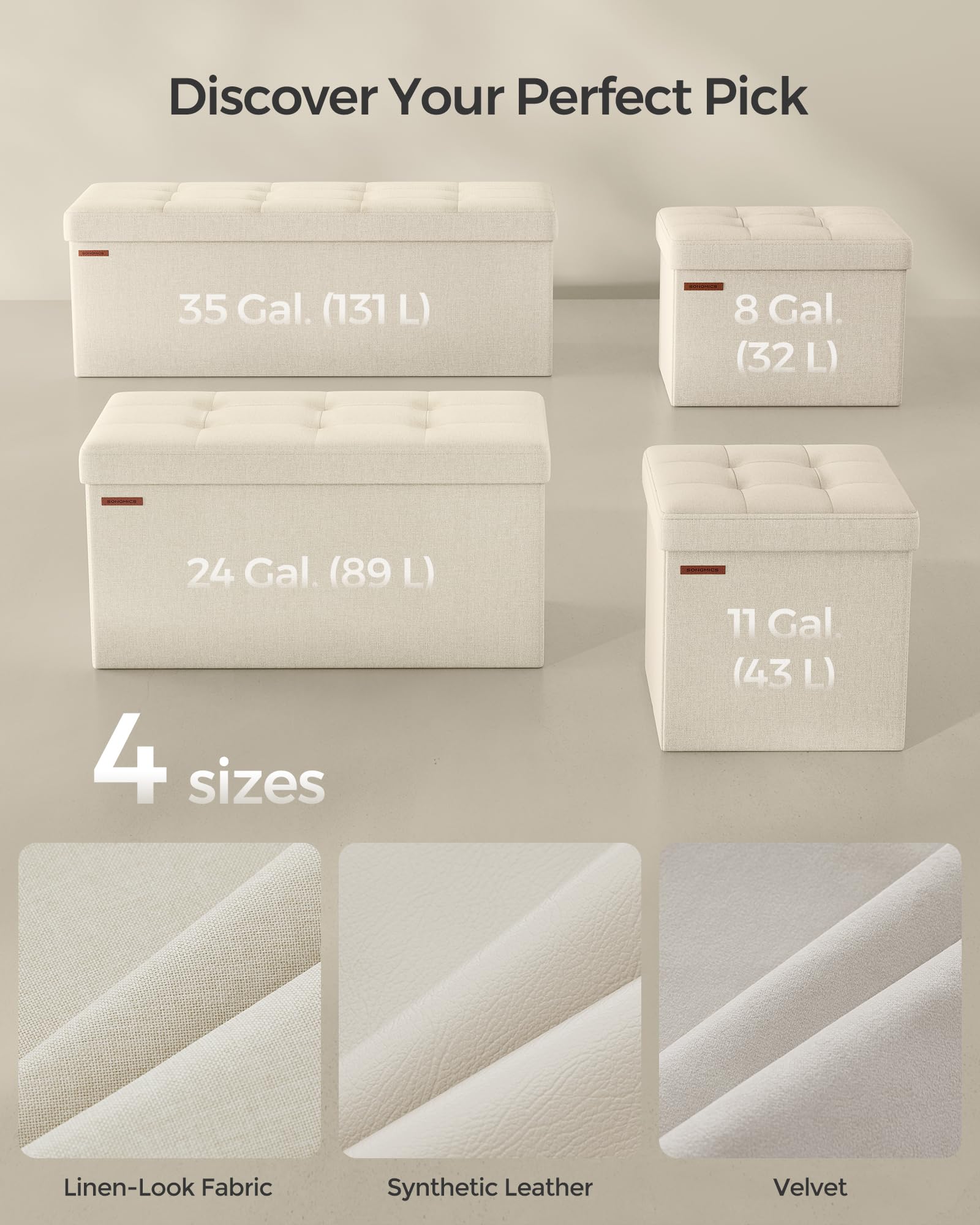 Foto 7 pulgar | Banco de Almacenamiento Songmics Crema 32 Litros- Venta Internacional