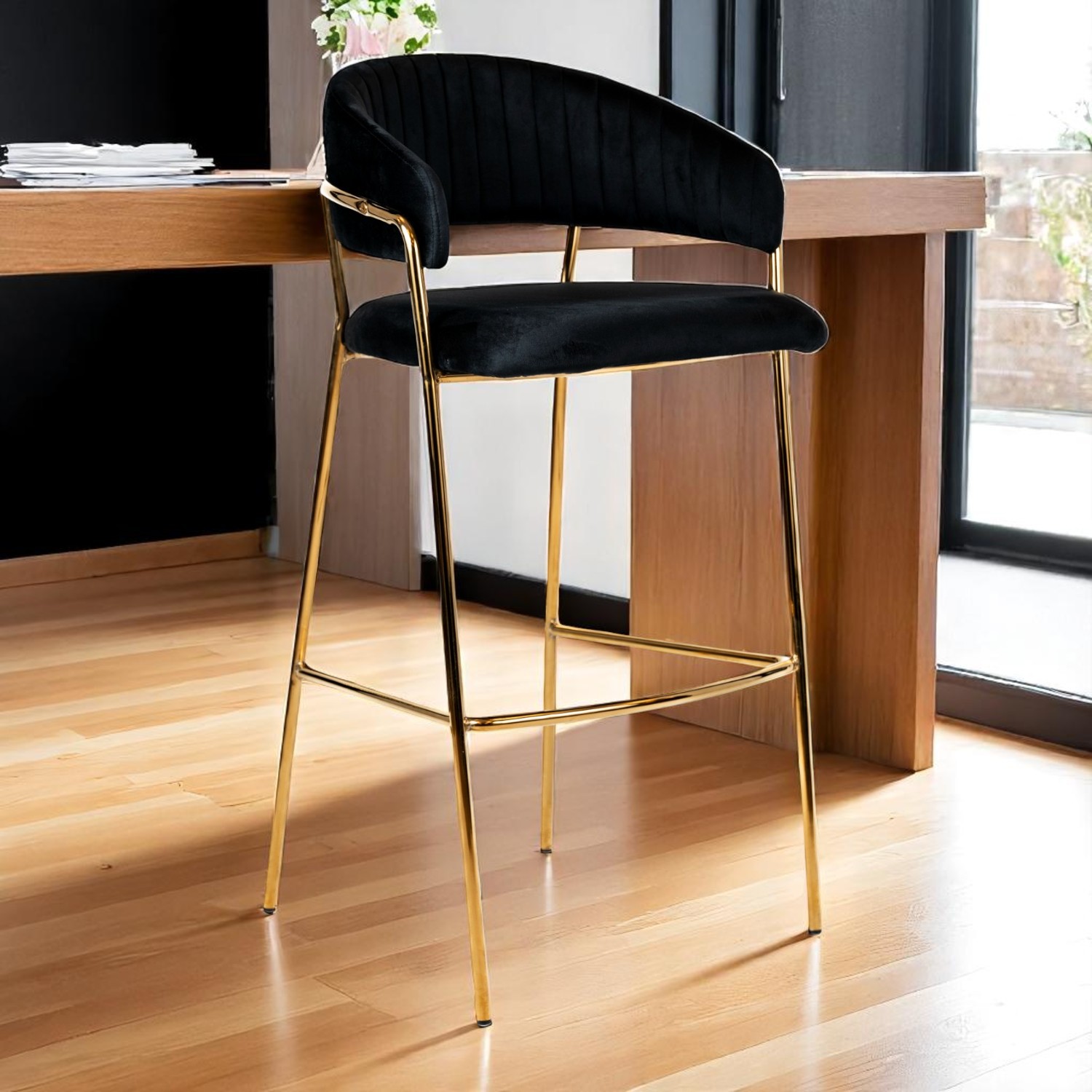 Foto 4 | Banco Jessi Velvet Negro Gold
