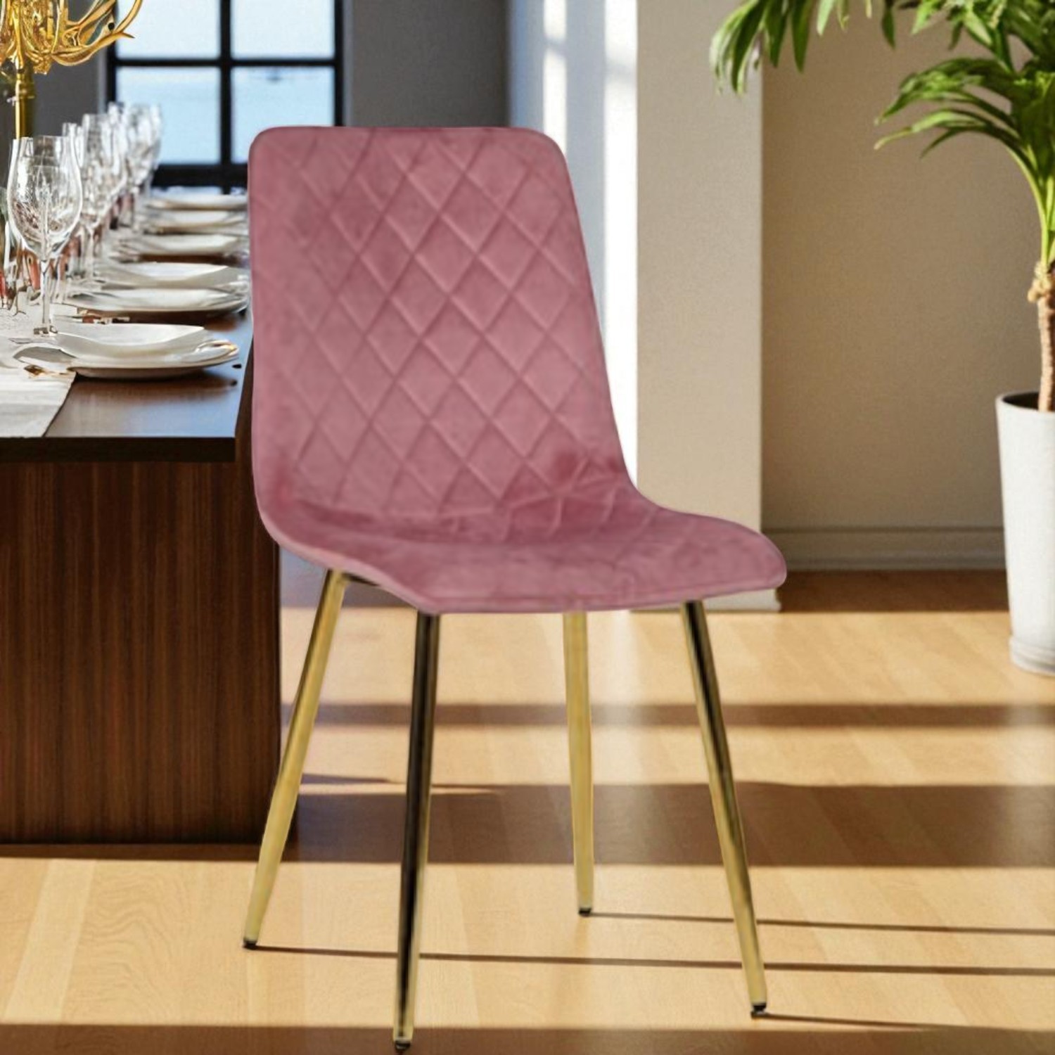 Foto 3 pulgar | Silla  Kiribati  Velvet Rosa Gold