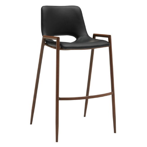 Banco Erick Pu Negro Pata Metal Madera