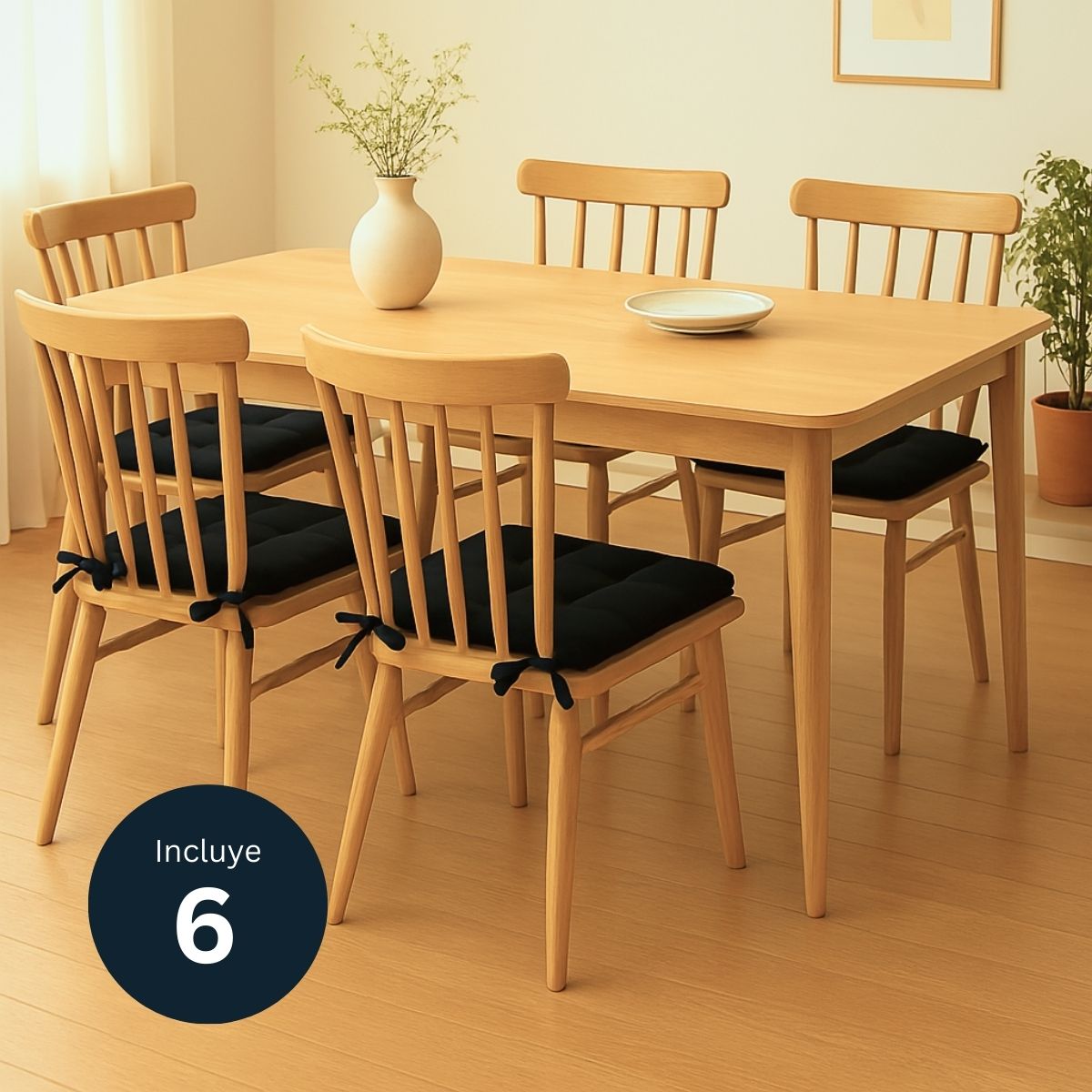 Foto 4 pulgar | Set 6 Cojines Para Silla Tesso Home Acolchados Color Negro