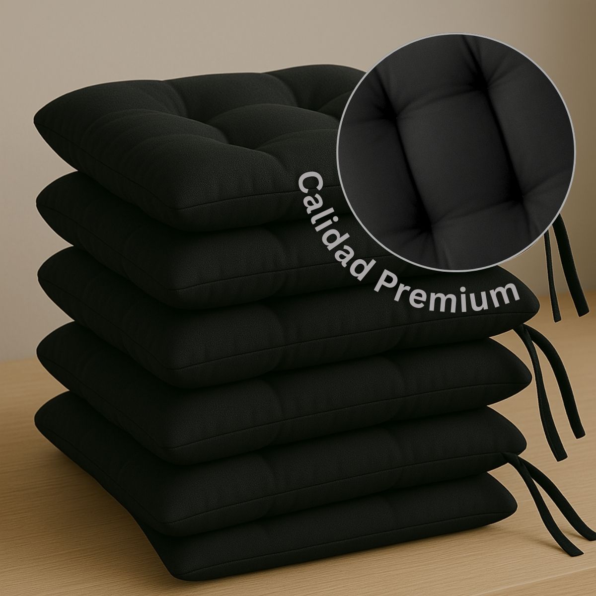 Foto 5 pulgar | Set 6 Cojines Para Silla Tesso Home Acolchados Color Negro