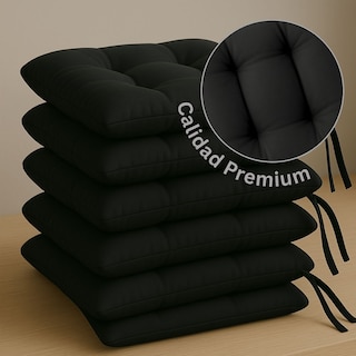 Foto 4 | Set 6 Cojines Para Silla Tesso Home Acolchados Color Negro