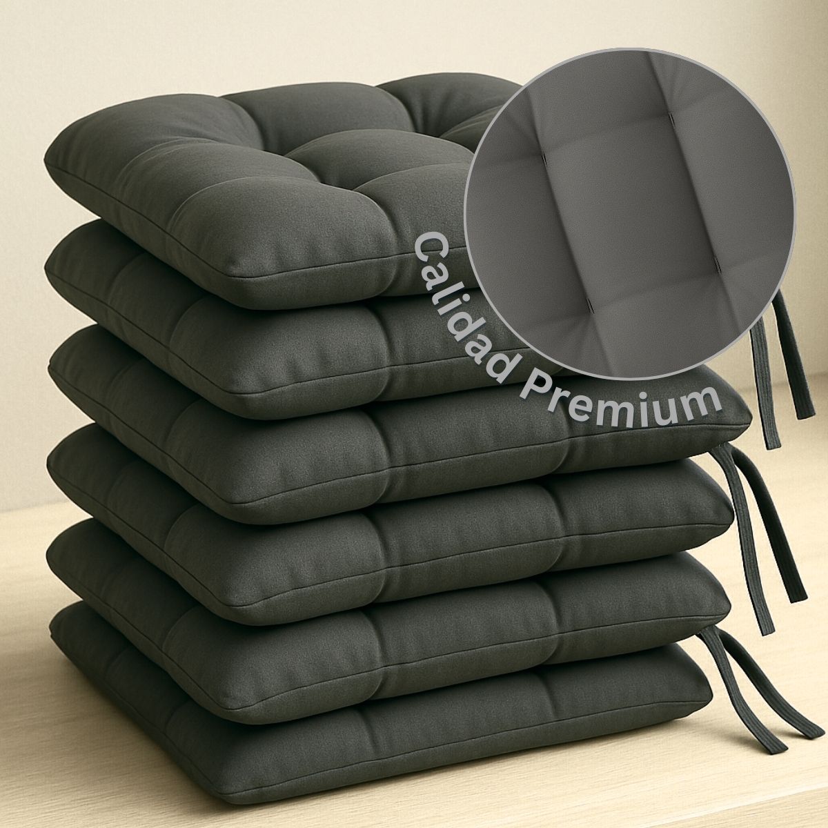 Foto 4 | Set 6 Cojines Para Silla Tesso Home Acolchados Color Gris