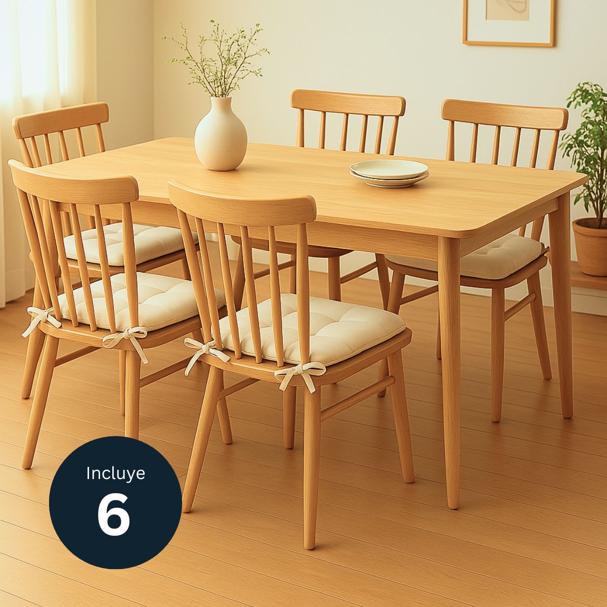 Foto 3 pulgar | Set 6 Cojines Para Silla Tesso Home Acolchados Color Beige