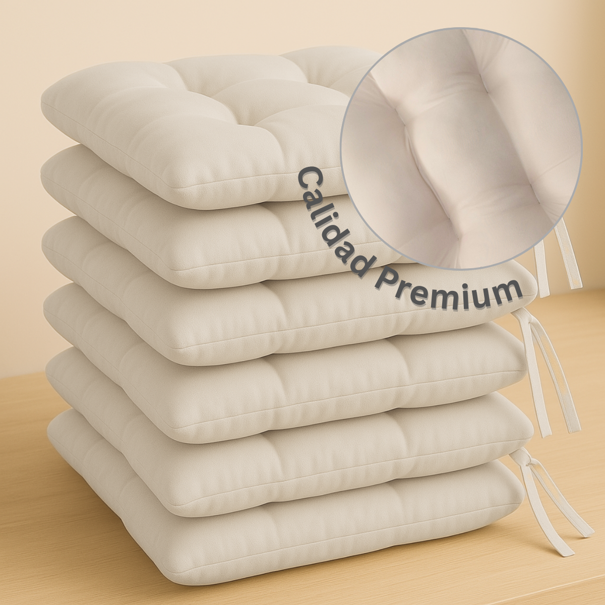 Foto 5 pulgar | Set 6 Cojines Para Silla Tesso Home Acolchados Color Beige