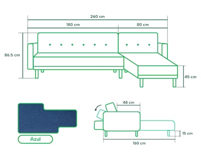 Foto 6 | Sala Modular Chiara Azul con Tecnología Beehive Airflex Foam Reversible