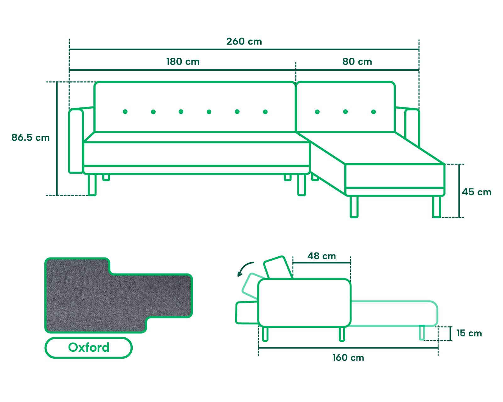 Foto 7 pulgar | Sala Modular Makora Chiara Gris Oxford con Tecnología Beehive Airflex Foam Reversible